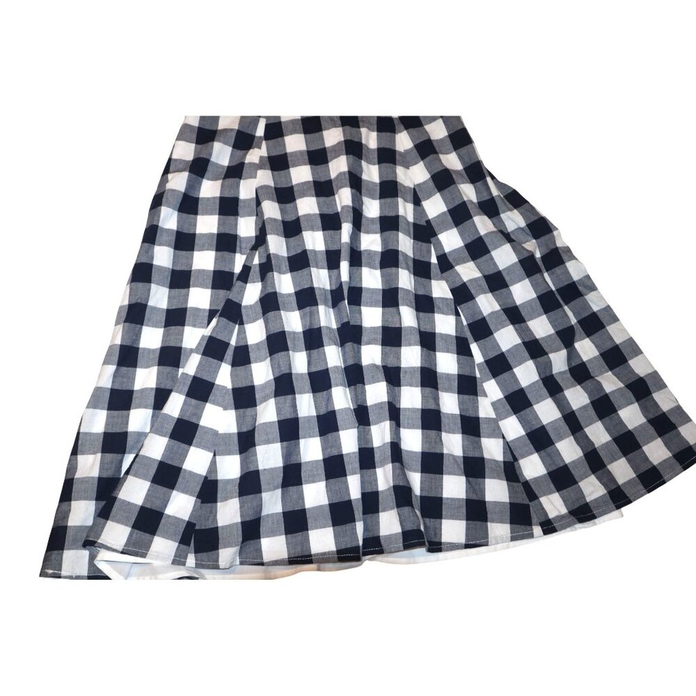Maison Jules Blue Gingham Shirt Dress Sleeveless Fit and Flare Cotton Sundress M - Picture 4 of 9